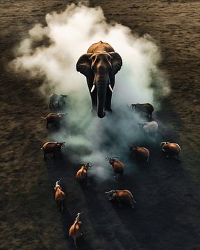 Kudde olifanten van fernlichtsicht