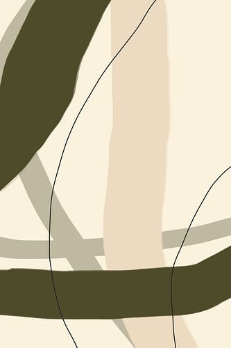 Formes organiques modernes abstraites et minimalistes en vert, beige et noir IV
