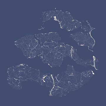 Wateren van Zeeland in Royaalblauw van Maps Are Art