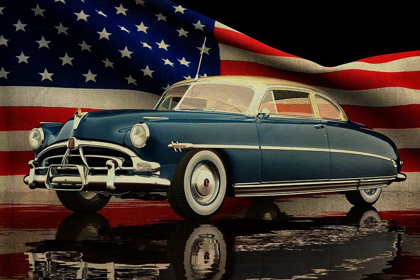 Hudson Hornet 1953 avec drapeau américain par Jan Keteleer