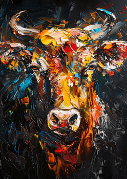 Abstracte stier in kleur – Moderne spateltechniek