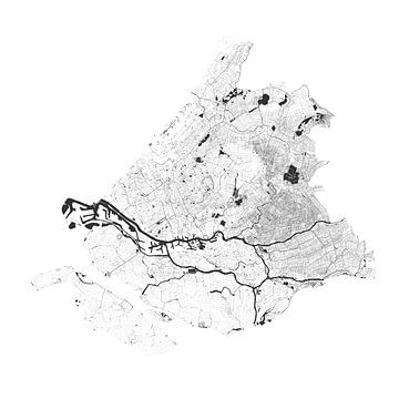 Wateren van Zuid Holland in Zwart-Wit van Maps Are Art