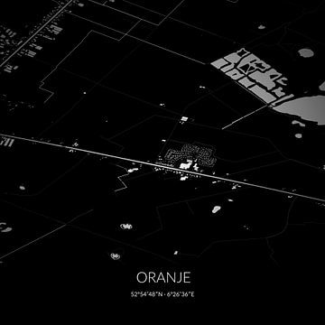 Zwart-witte landkaart van Oranje, Drenthe. van Rezona