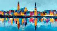 Panorama de Maastricht dans les couleurs chaudes du soir