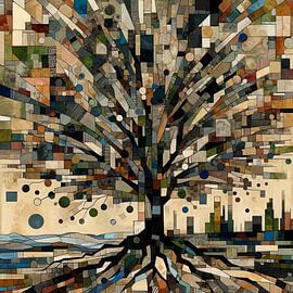 Collage fantasy ball tree with root party by Lois Diallo