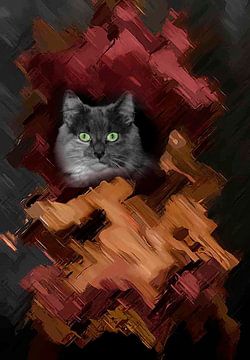kat in de verf-cat in the paint-chat dans la peinture-Katze in der Farbe von aldino marsella
