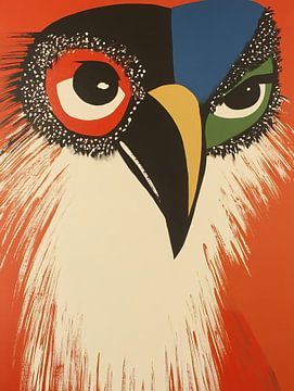 Uil Schilderij in Felgekleurde Stijl