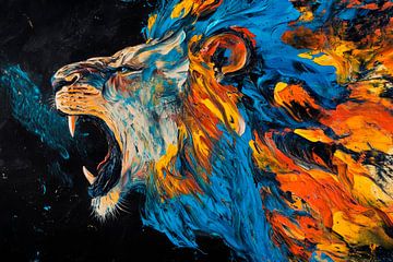 Leo in een krachtige rel van kleur van Poster Art Shop