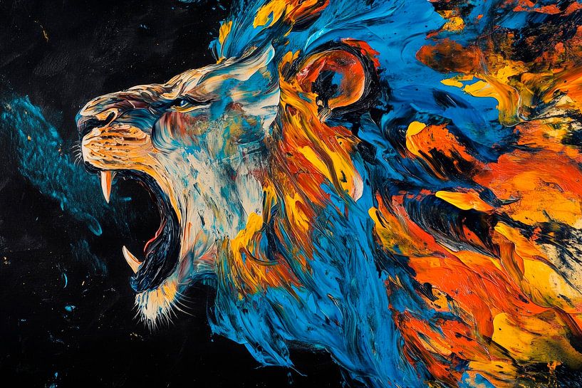 Leo in a powerful riot of colour by Poster Art Shop