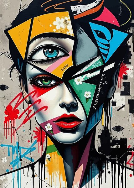 Portrait abstrait avec formes géométriques par MIROKKU