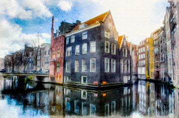 Zonnige gracht in Amsterdam van FRESH Fine Art