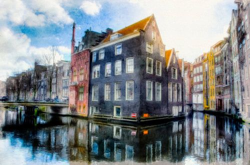Sunny canal in Amsterdam