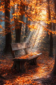 Benches in autumn light by Poster Art Shop