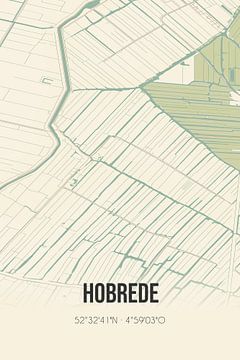 Vintage landkaart van Hobrede (Noord-Holland) van MijnStadsPoster