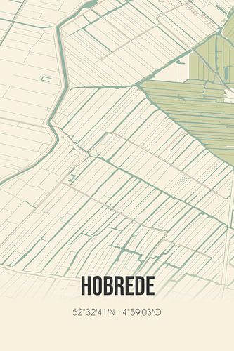 Vintage landkaart van Hobrede (Noord-Holland)