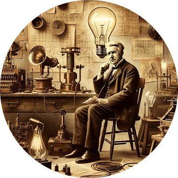 De inventieve geest van Thomas Edison: een genie omringd door creativiteit van artefacti