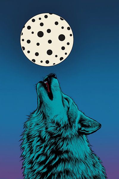 Un loup qui hurle à la lune tachetée par Dante S
