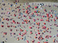 Sunbathers on Zandvoort beach on a hot summer day