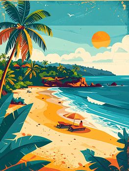 Tropisch strand en palmbomen