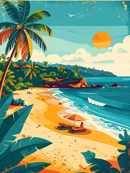 Tropical Beach and Palm Trees by bob rendy