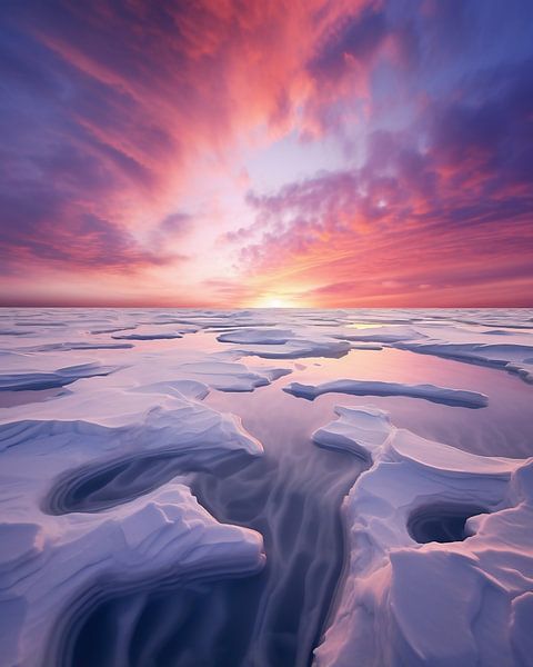 Sunrise at the frozen lake by fernlichtsicht