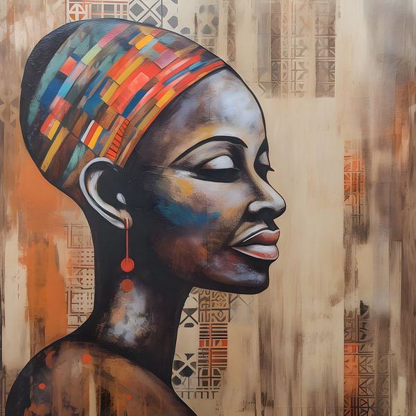 African woman with colourful headband by Steinfox Art