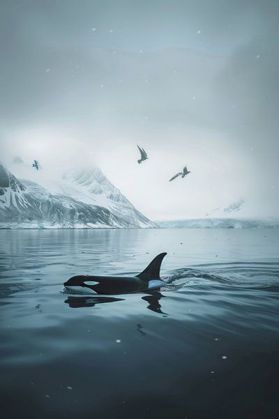 Orca im stillen Polarwasser von Poster Art Shop