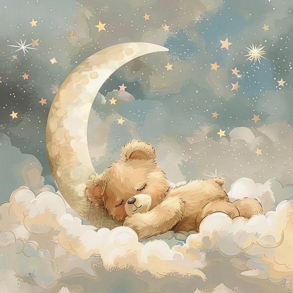 Sleeping bear on clouds by Poster Art Shop