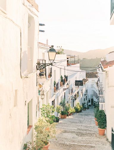 The picturesque white village of Frigiliana in the evening light