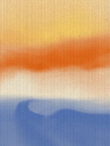 Abstract minimalist landscape in pastel and neon colors by Dina Dankers