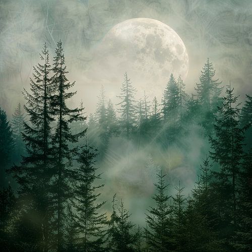 Nebelschwaden im Mondlicht - Mystischer Wald