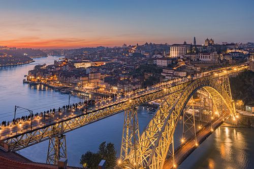 Sunset at the Dom Luís I Bridge, Porto, Portugal by Henk Meijer Photography