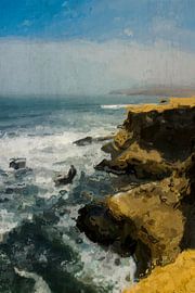 Coastline of the peninsula Paracas in Peru, painting