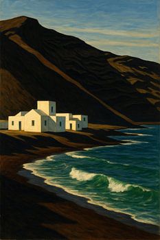 Lanzarote Coastal Stillness – Hopper-Inspired Ocean Scene