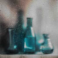 vases behind raindrops