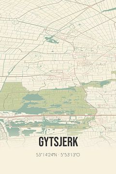 Vintage landkaart van Gytsjerk (Fryslan) van Rezona