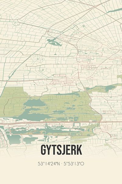 Vintage map of Gytsjerk (Fryslan) by Prints of Place