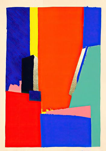 Geometrische kleurcompositie Oranje Blauw