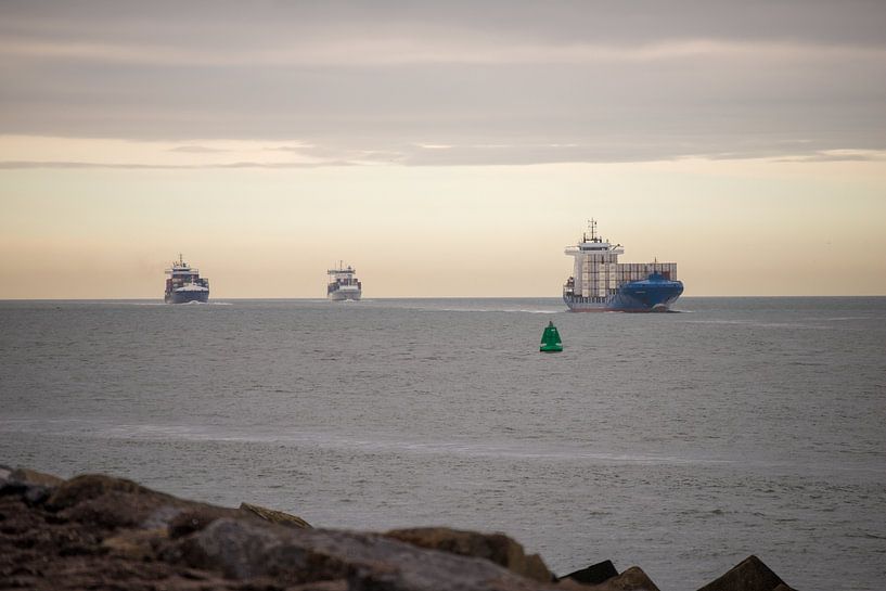 Des porte-conteneurs à l'horizon par scheepskijkerhavenfotografie