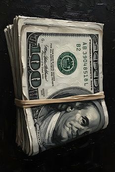 a wad of US $100 notes held together with a rubber band