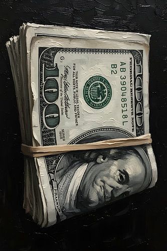 a wad of US $100 notes held together with a rubber band