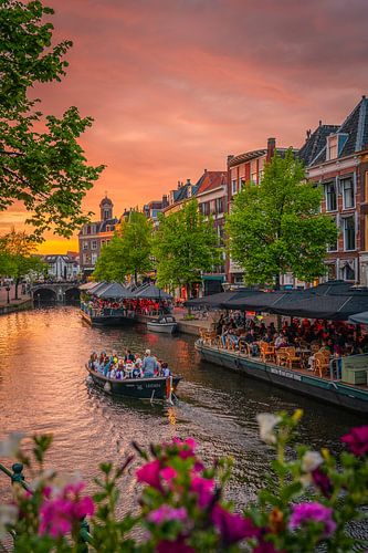 Leiden - Een zomerse zonsondergang vanaf de Koornbrug (0024)