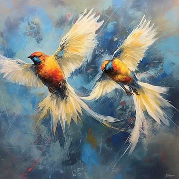 abstract aquarel van een vogel van Gelissen Artworks
