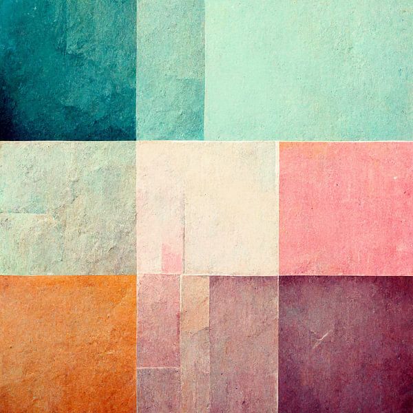 Abstracte geometrische vormen in pastelkeuren in Scandinavische stijl van Roger VDB