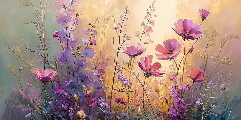 Paars Bloemenveld in Ochtendlicht no.8 van Studio BB