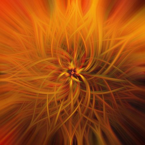 Bloem van licht. Abstract Geometrisch Vuurwerk. Oranje gloed.