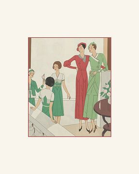 Familietijd | Art Deco historische mode prent | Vintage fashion van NOONY