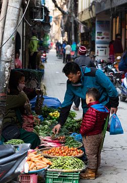 Groente verkoop in een zijstraat van Thamel Kathmandu