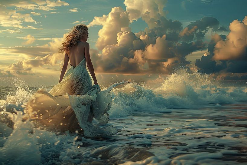 bride in the surf by Egon Zitter