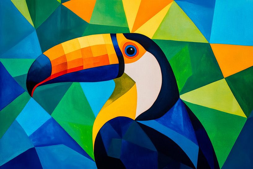Toucan multicolore de style géométrique par Poster Art Shop